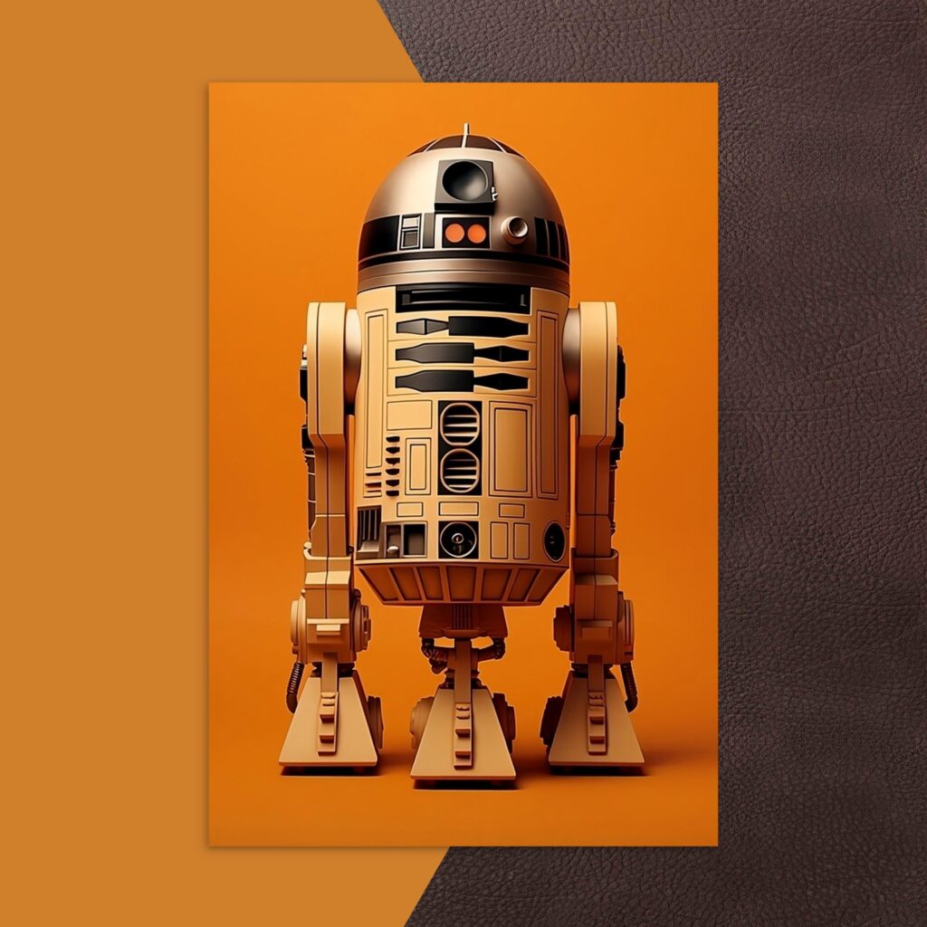 Die alternative Star wars Postcard mit C3PO, R2D2, Darth Vader, Chewie