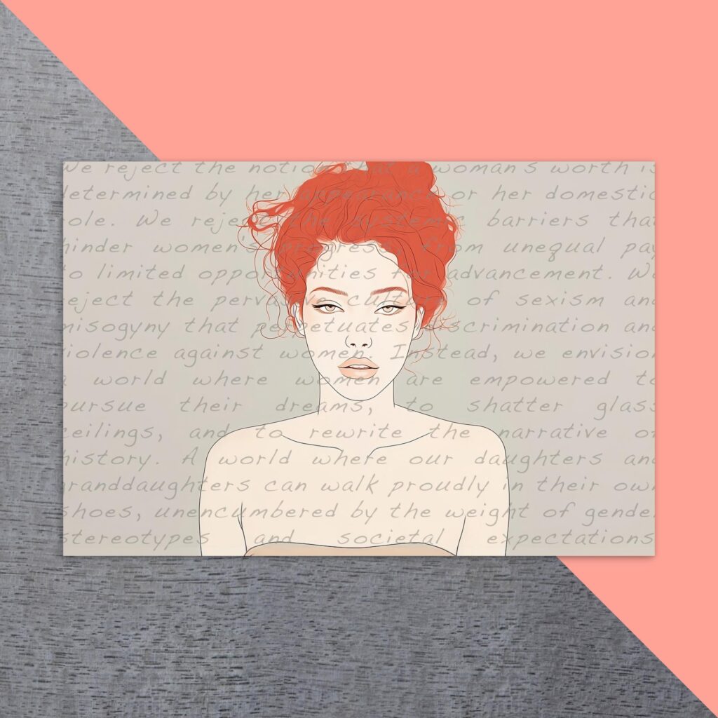 Feministische Postkarte mit Manifesto für die Zukunft. Female Empowerment.