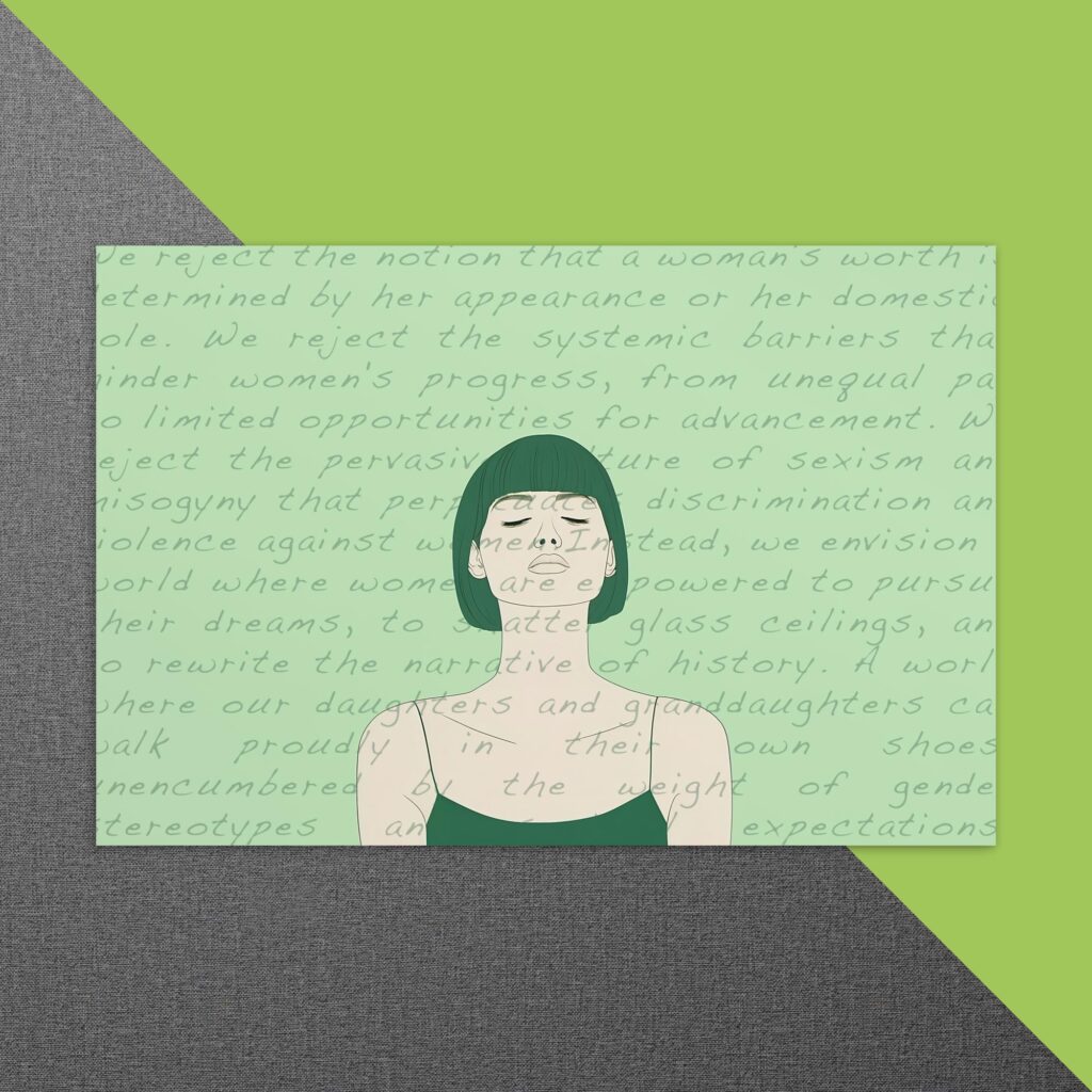 Feministische Postkarte mit Manifesto für die Zukunft. Female Empowerment.