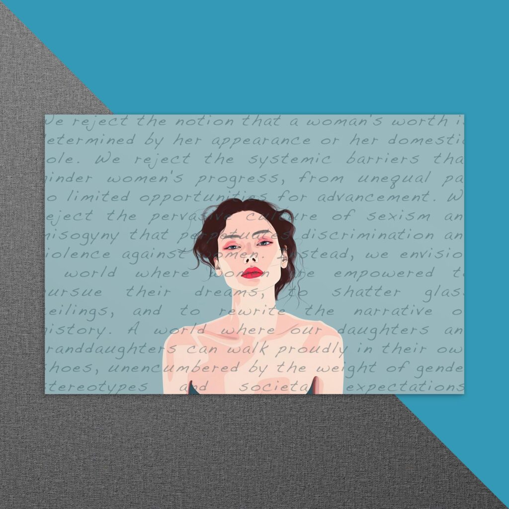 Feministische Postkarte mit Manifesto für die Zukunft. Female Empowerment.