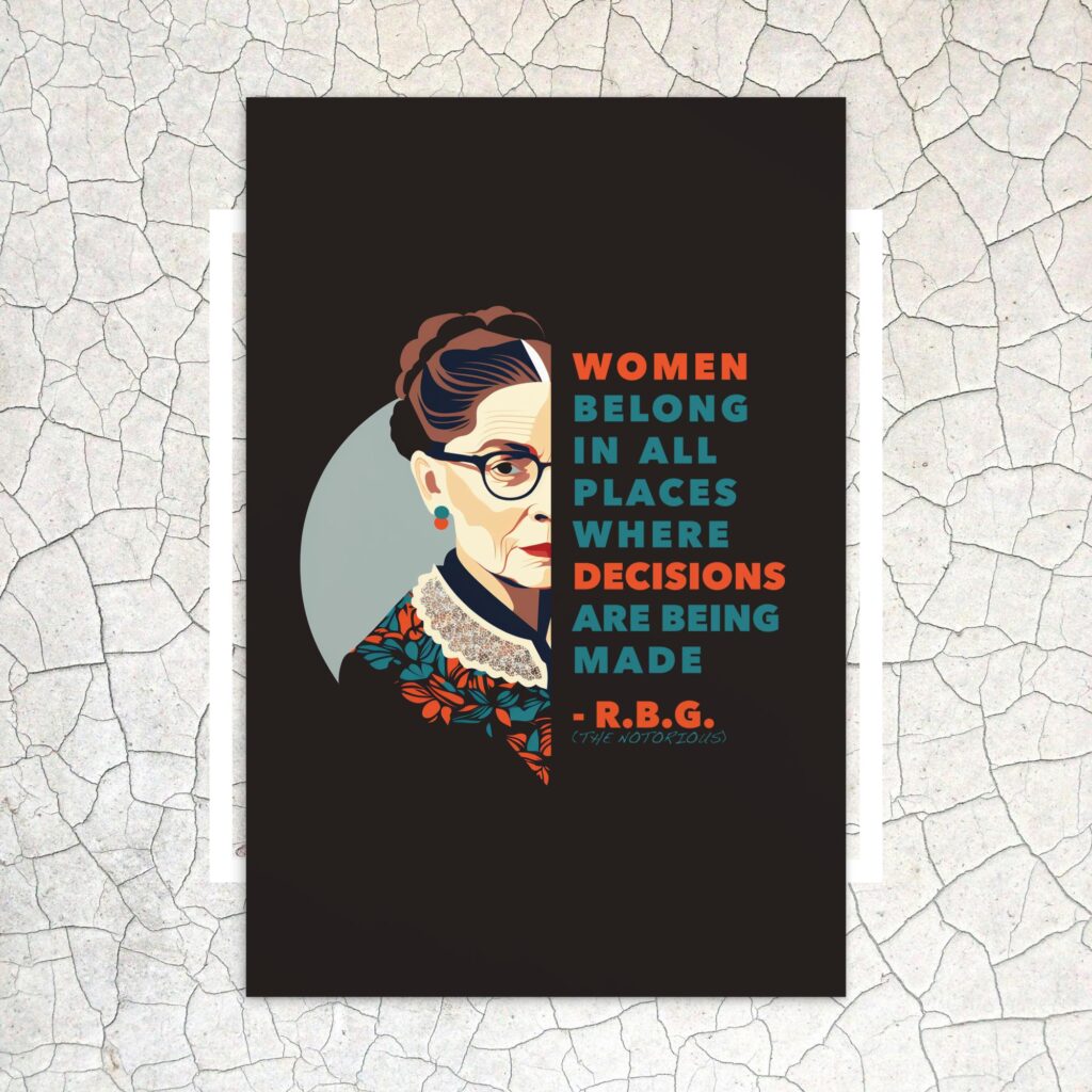 Ruth Bader Ginsburg Birthday or celebration card. To manifest feminism values